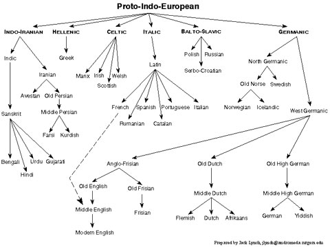 proto indo european language chart